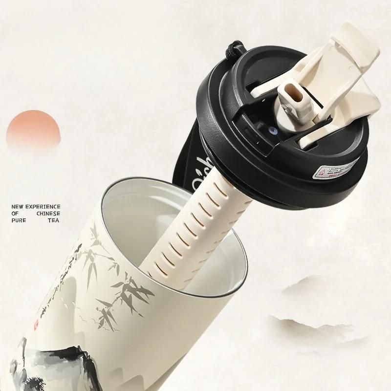 Creative Chinese Style Insulated Cup Portable Office Dual Drinking Travel Mug High-Value Ceramic Inner Liner Coffee Cup