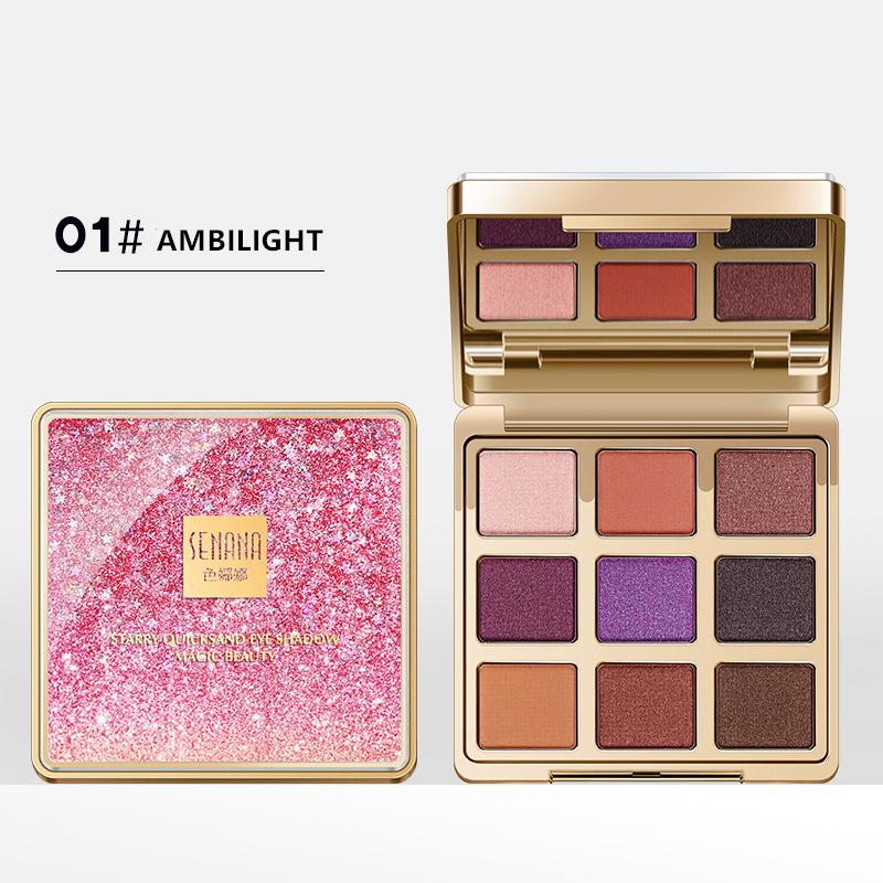 

Палитра теней для век Mirage Quicksand Starry Sky, 9 цветов, водостойкая, долговечная, не легко снимается, макияж, не смазывается 01 AMBILIGHT