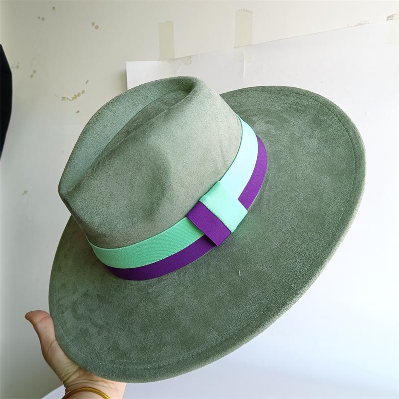 Elastisches Band Buntes Wildlederhut Herbst und Winter Damenfilzhut Breitkrempiger Hut Britischer Stil Retro Herrenhut Gorras Hombre