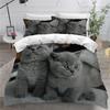 3D Cat Duvet Cover Set Luxury Cute Kawaii Animal with Pillowcase Queen King Full Size Polyester Bedding Set for Kids Boys Girls