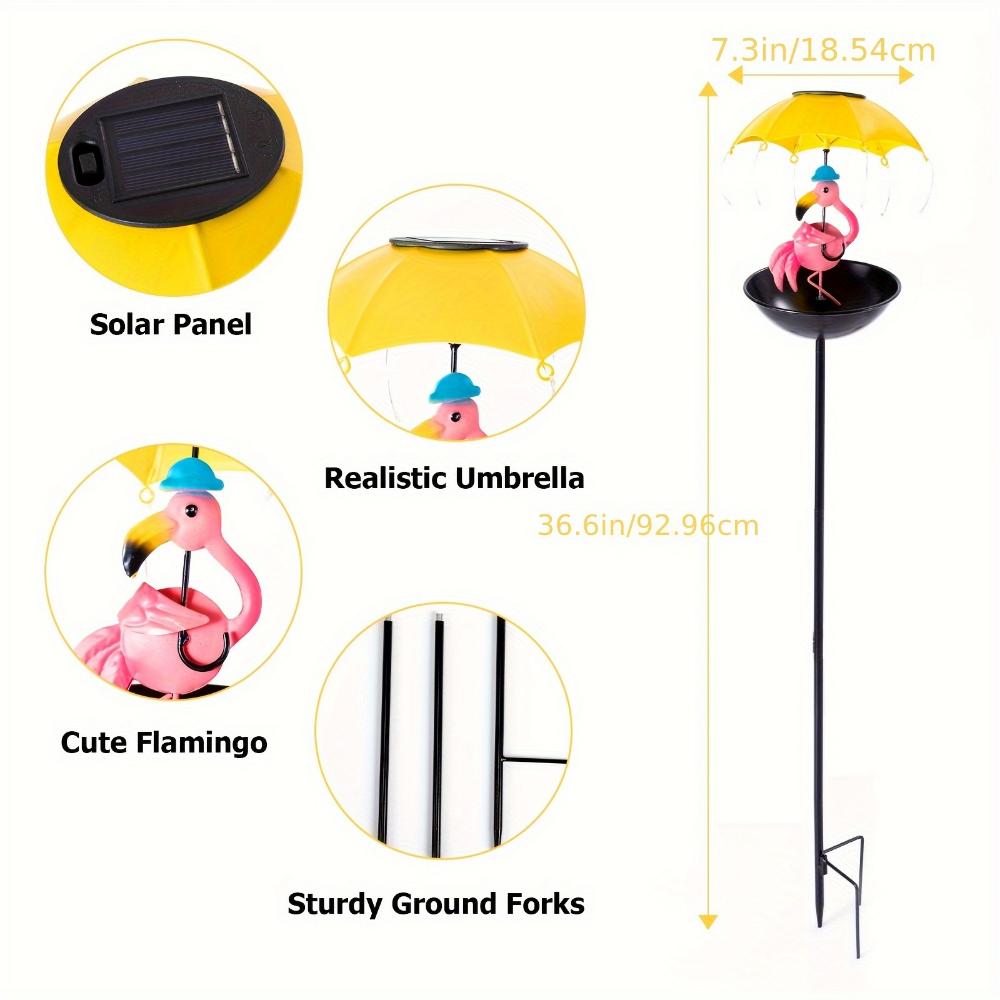 Outdoor Iron Waterproof Statue Light Simulation Animal Solar Light with Bee and Flamingo Frog and Hummingbird Feeder Function,for Garden Decoration