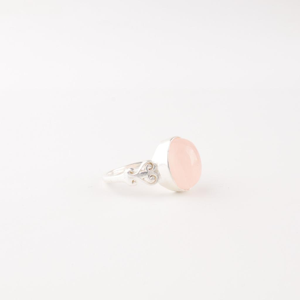 Natural Rose Quartz Gemstone 925 Sterling Silver Jewelry Handmade Ring For Girls RR-66-24