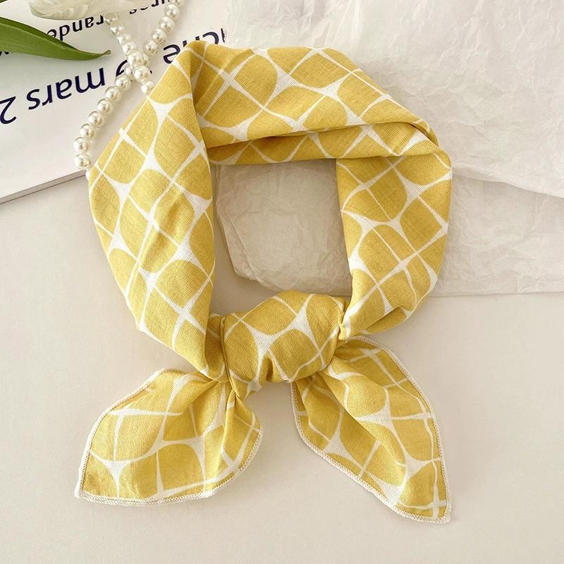 56cm Soft Retro Soft Cotton Square Scarf for Women Neckerchief Cotton Headscarf Floral Printed Small Scarf Hijabs