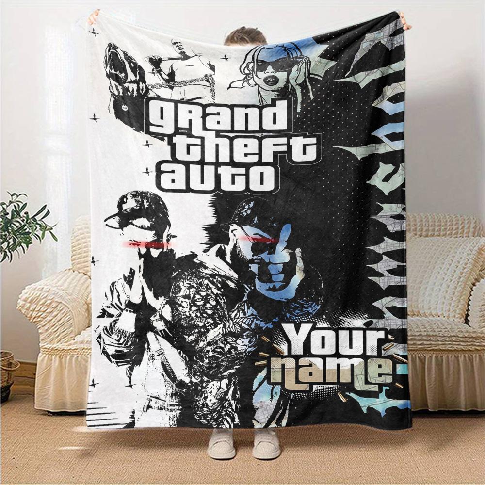 Gta Personalisierbare Textdecke Gemütliche Personalisierbare Decke Langlebiger Komfort für Sofa Büro Couch Picknicks Ganzjahres-Universal