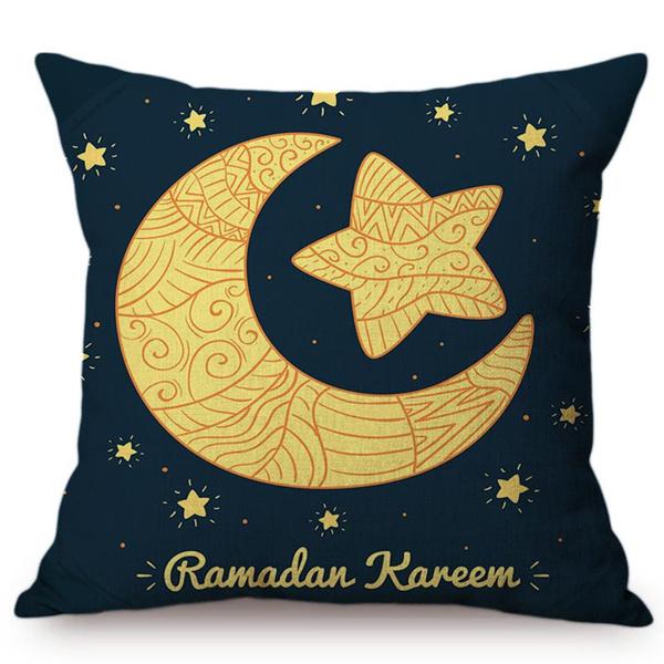 Modern Eid Mubarak Style Cushion Cover Ramadan Kareem Crescent New Moon Stars Lantern Mosque Car Decoration Pillow Case