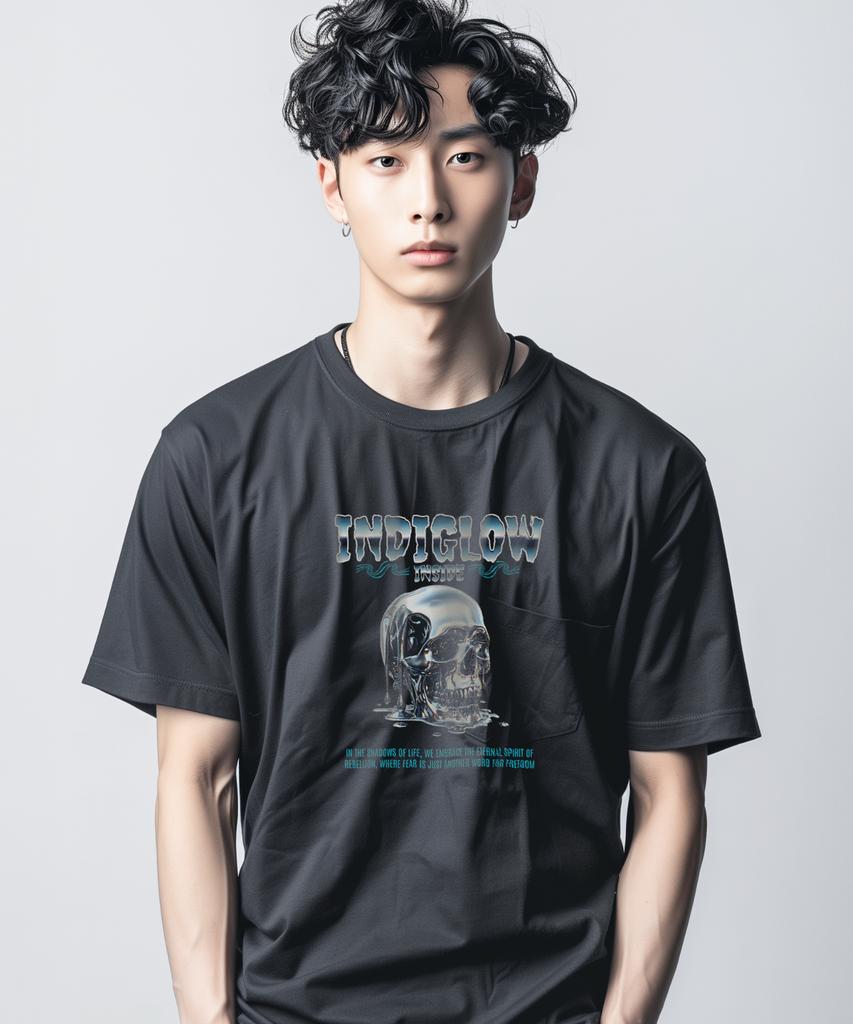INDIGLOW 3D Skull Melt Vintage Graphic Print T-Shirt