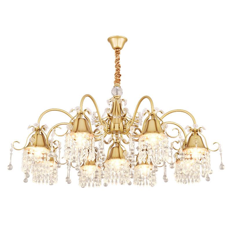 American Iron Chandelier Personality Living Room Light Retro Study Dining Crystal Chandeliers Creative Bedroom Hanging Lamp