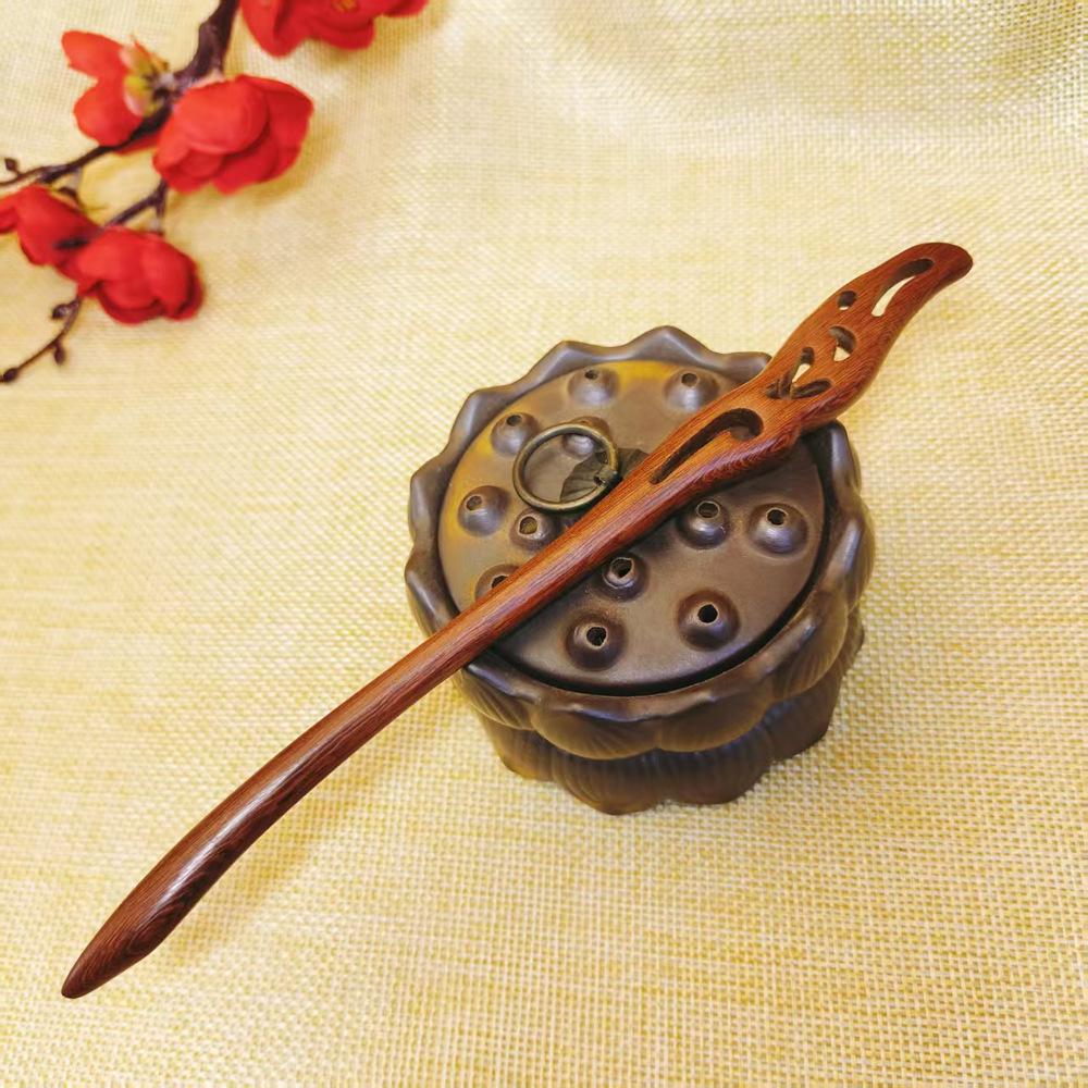 Luxury Red Sandalwood Hairpin: Classical Ancient-Style Hanfu Headwear
