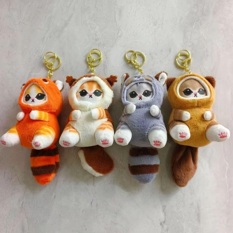 Kawaii Mofusand Keychain Pendant Cartoon Shark Cat Cross-Dressing Doll Backpack Decoration Trendy Plushs Toys Festival Gift