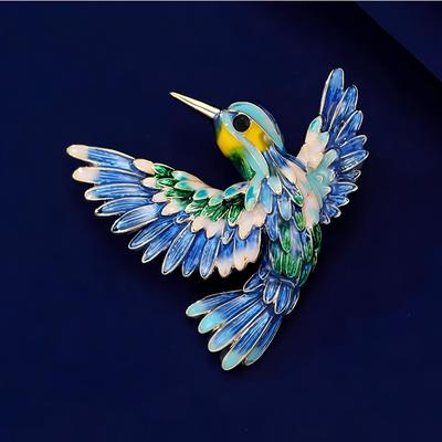 Oiseau aux Ailes Bleues Haut de Gamme Femme Exquise Mode Magpie Broche