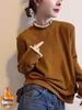 Color-Contrast Lace Half-High Collar Fleece Long-Sleeve Women's T-Shirt - 2026 Fashionable Casual Age-Defying Base Layer
