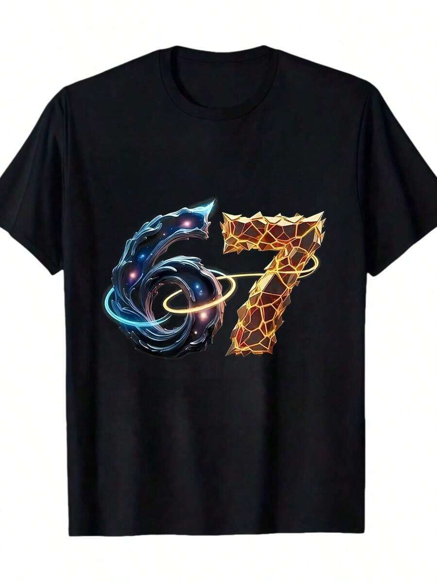 

A Casual Printed Round Neck Pullover Short Sleeved T-Shirt 67 Six Seven 6-7 - Funny Unisex T-Shirt L