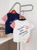 Boys' Short Sleeve Cartoon Stripe T-shirt - 2026 Summer Cool Patchwork Design