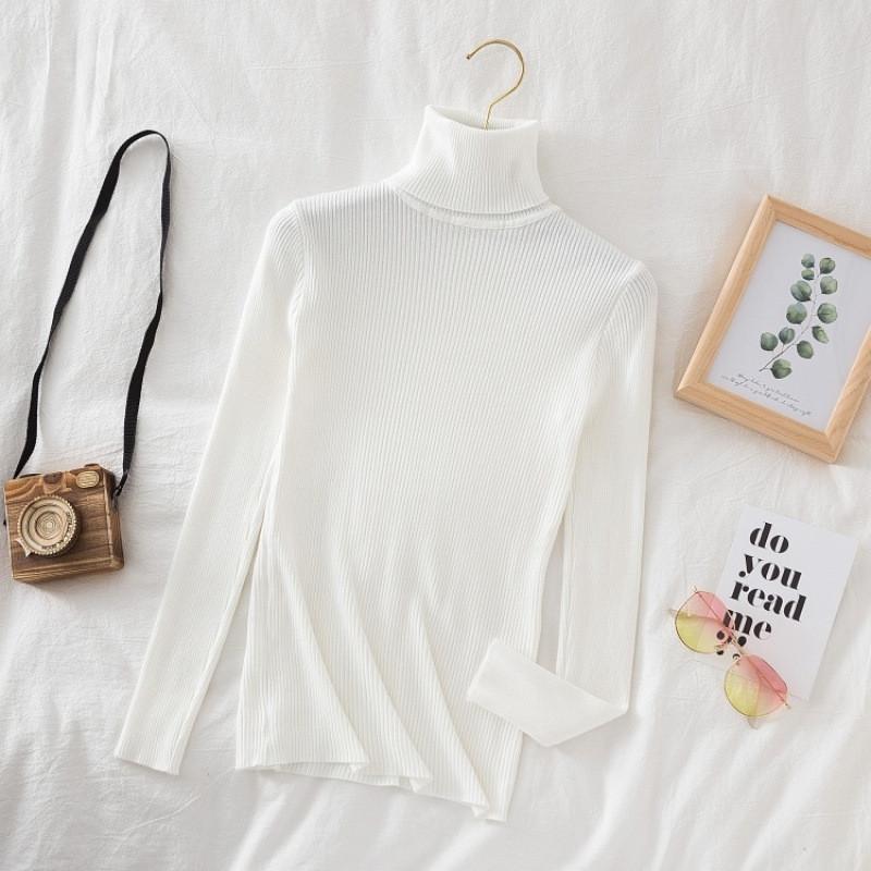 Elegant Knit Sweater For Women With High Neck Slim Fit Long Sleeve Casual Wear