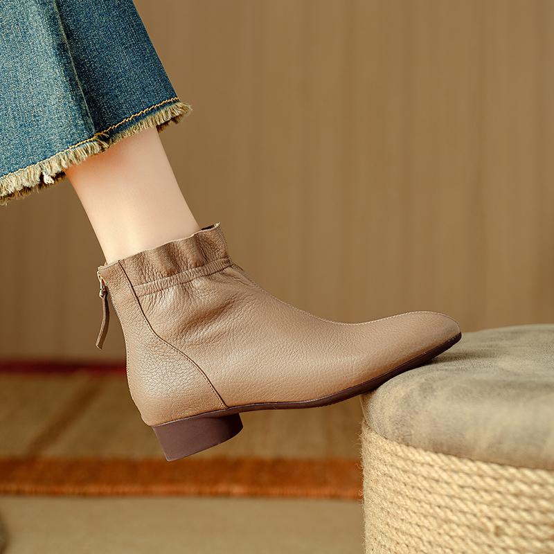Fashion 2025 New Autumn/Winter Women Boots Round Toe Women Shoes Modern Ankle Boots Ladies Shoes Retro Genuine Leather Chelsea Boots
