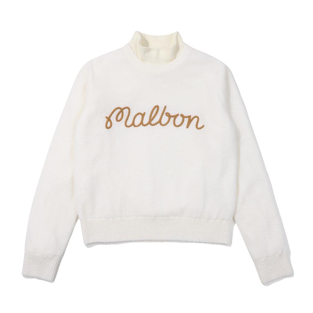 MALBON GOLF Mock Neck Windproof Sweater Ivory (Woman)