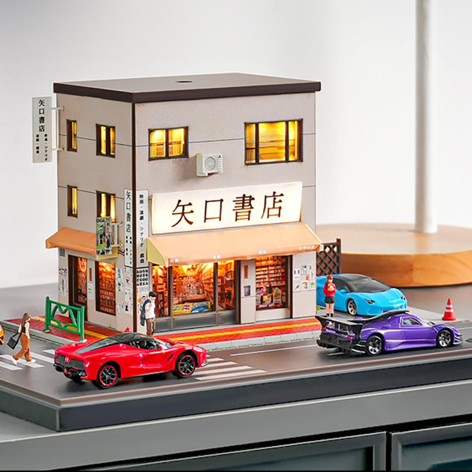

1/64 Scale Model Car Display Case Storage Box Japanese Bookstore Diorama Scenario Decoration