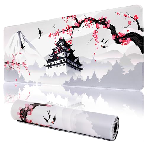 Japanese-style cherry blossom large mouse pad pink non-slip waterproof office game table pad 80x30x0.3mm