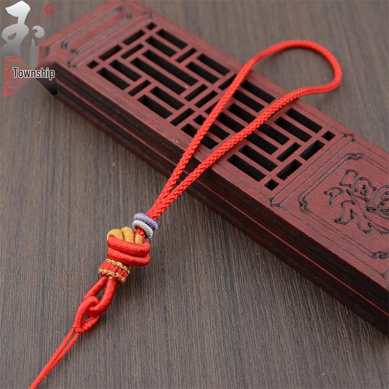 Handmade Woven Ancient-Style Dimple Knot Pendant - Golden Car Ornament with Grip Rope
