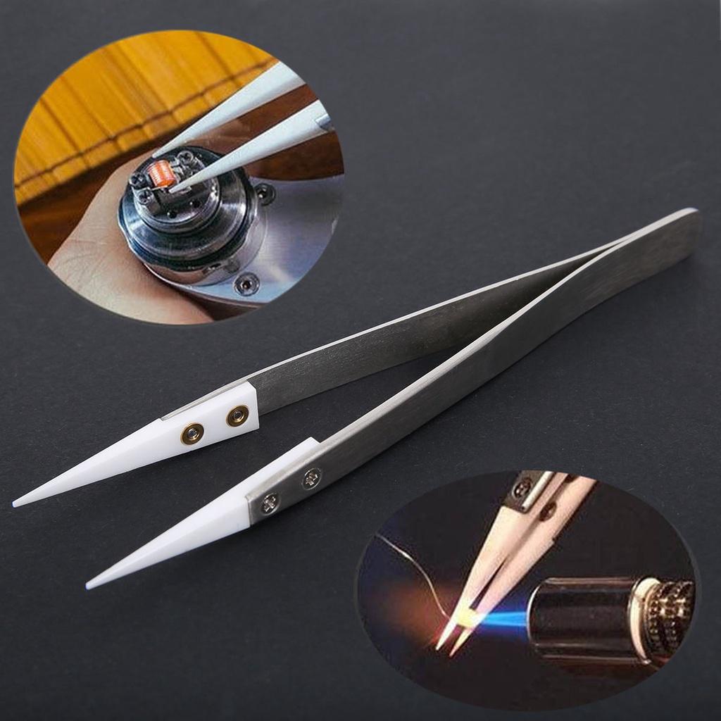 Steel Ceramic Stainless Pointed Tip Tweezer Heat Resistant Antistatic Antiacid