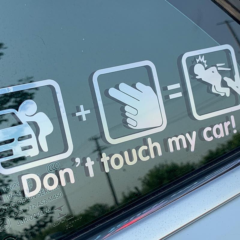 Reflective Cartoon "Don't Touch My Car" Decorative Stickers for Car Body and Glass.