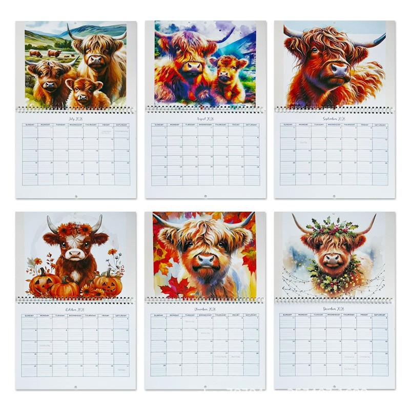 2026 Highland Cow Desktop Calendar & Annual Planner