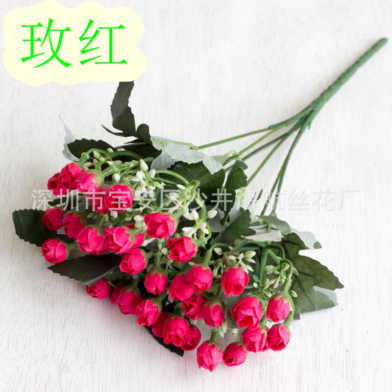 

Букет штучних квітів троянди, шовкової півонії, 27 см, 36 головок, 1 пучок дешевих штучних квітів для домашнього весільного оформлення в приміщенні рожевий червоний колір