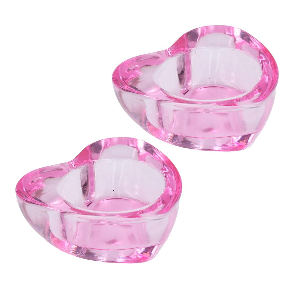 2 ks Kelímek na krystaly na nehty Zesílená nádobka na tekutý pudr Dappenova miska Vysoká průhlednost Sklo ve tvaru srdce