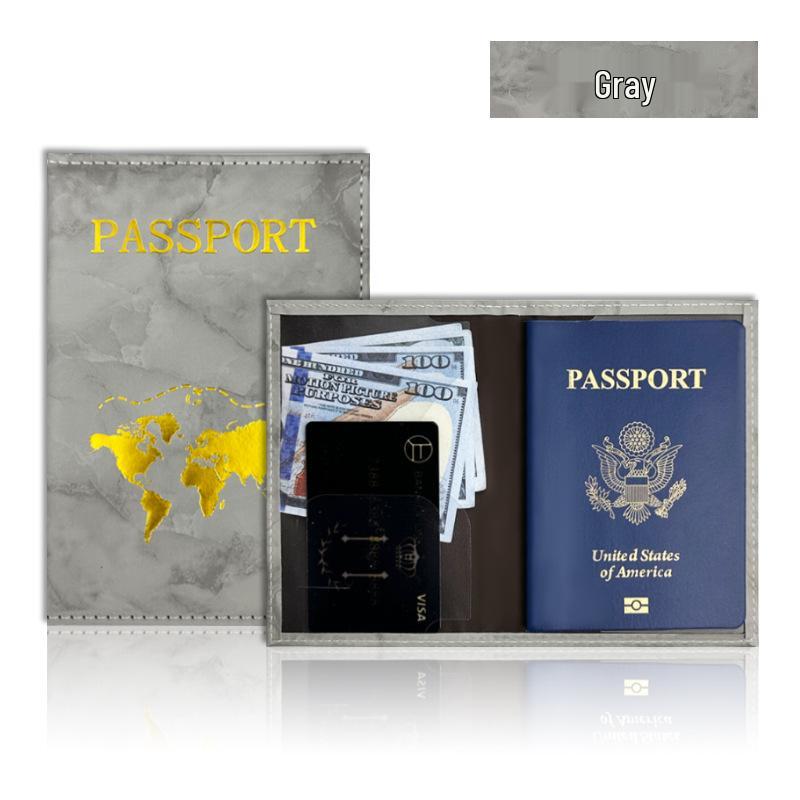 Customizable Marble Gold Foil Passport Holder with Multi-color Options