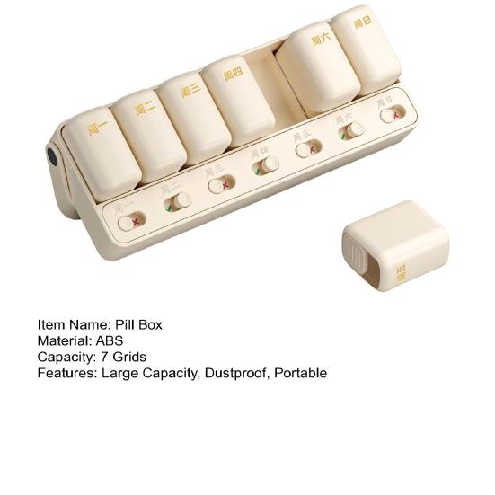 Divided Medicine Box Pill Weekly Organizer Dustproof Moisture-Proof Large Capacity Travel Pill Tablet Storage Case