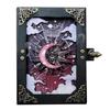 Handmade Witch Hidden Key Journal Gothic Vintage Sun Moon Design Witch Notebook with Lock And Key for Spell Book