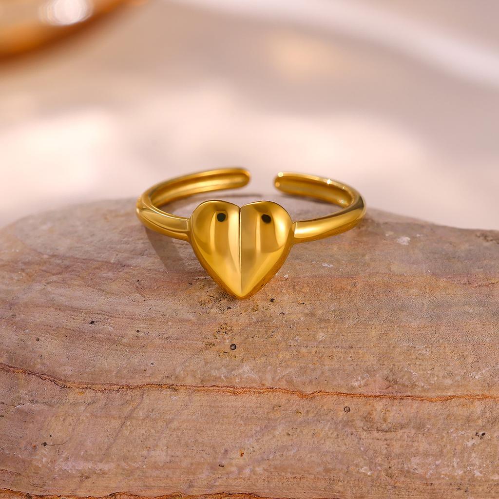 Romantic Mini Heart Proposal Rings For Women Elegant Fashion Gold Color Stainless Steel Ring Minimalist Anillos Wedding Jewelry