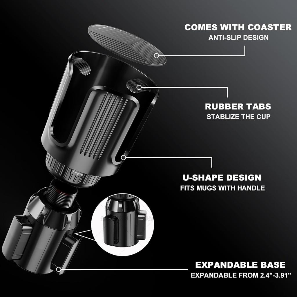 Car Cup Holder Expander with Adjustable Offset Base, All Purpose Cupholder Extender for car with Expandable, Univeral for Most Popular Large Travel
