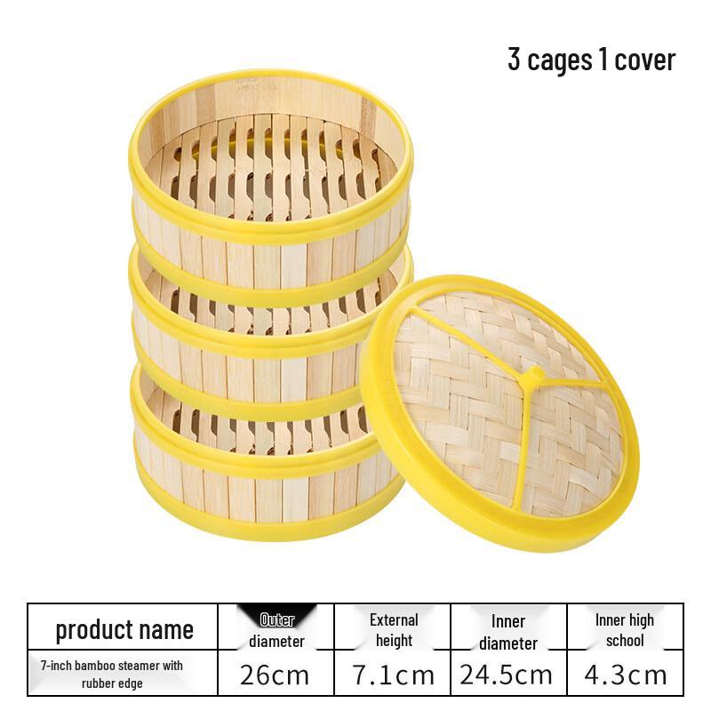 3-Tier Deep Bamboo Steamer with Lid