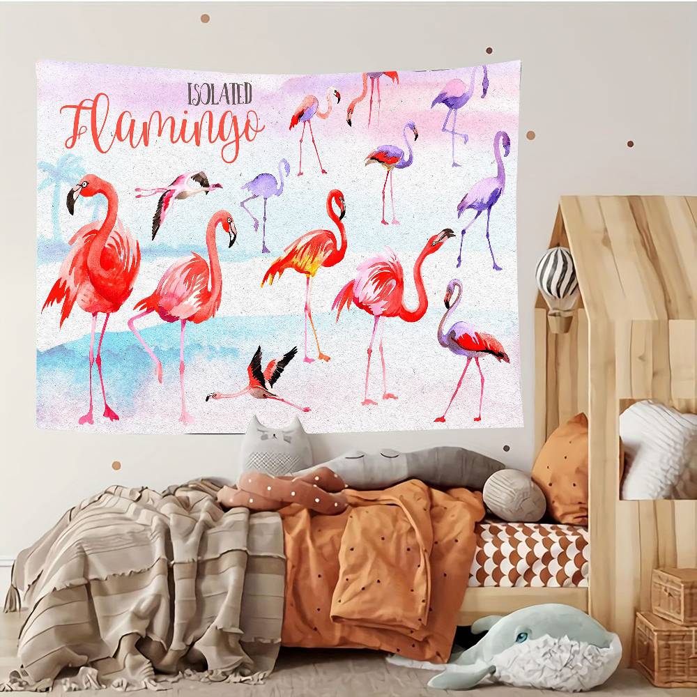 Cartoon Pink Flamingo Bird Tapestry Customizable Tapestries Of Various Styleswall Hanging Celebrity Photo Printingwall Hanging
