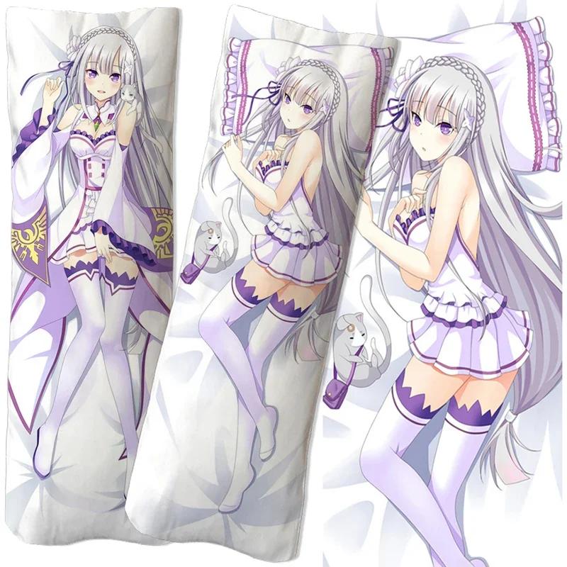 Anime Re:Zero Emilia Rem Ram Dakimakura Pillowcase Cushion Cover Hugging Body Pillow Case Game Otaku Pillow Cover