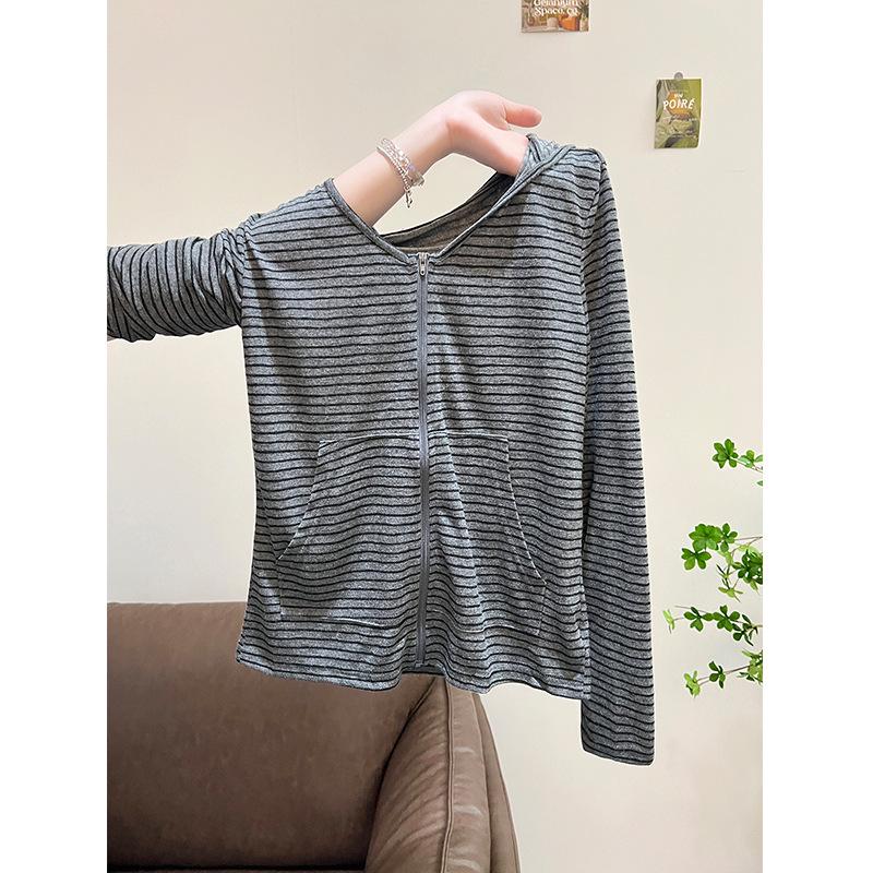 

Женская полосатая куртка-кардиган на молнии - Коллекция Весна/Осень Large