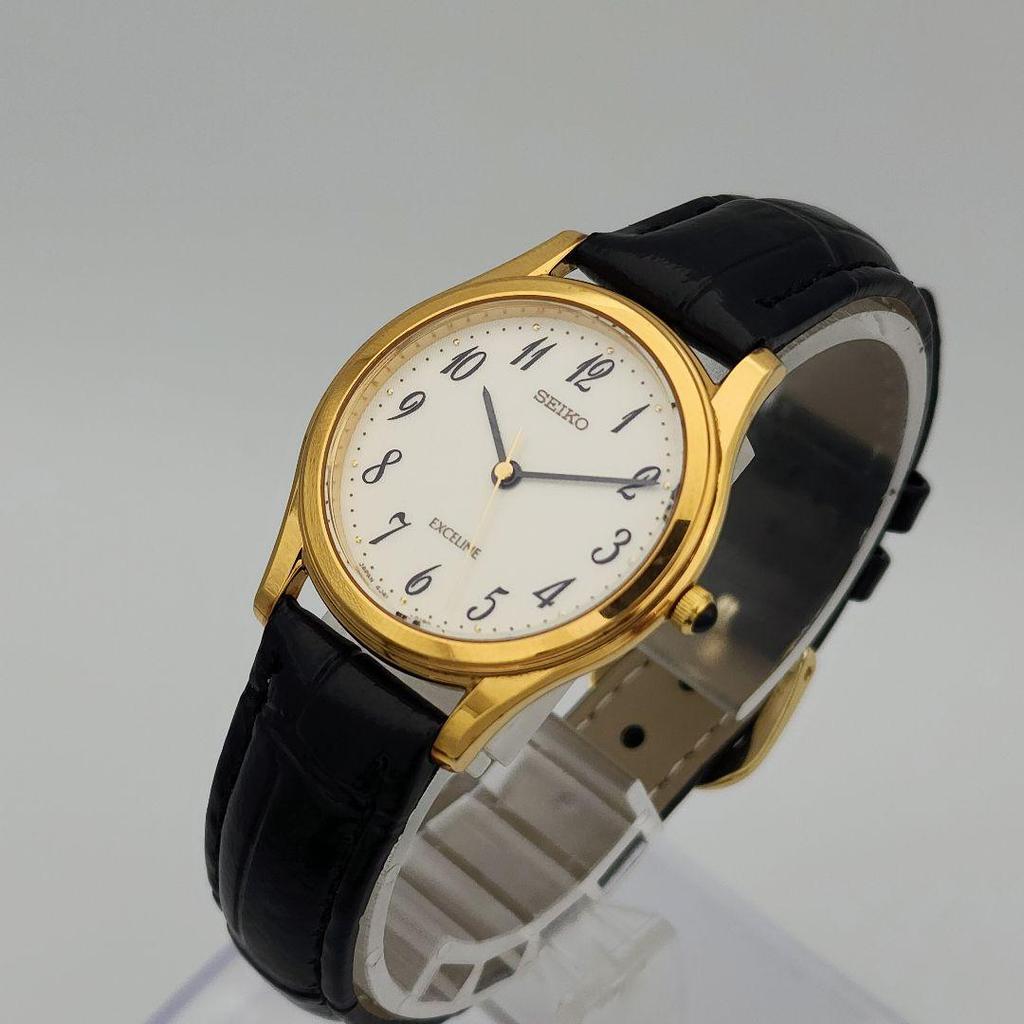 [USED] Working Seiko Exceline SGP30 with battery and crocodile leather strap