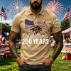 Men's Short Sleeve Polo Shirt with 250 Years Commemorative Print Casual Button Down Top for Everyday Wear
