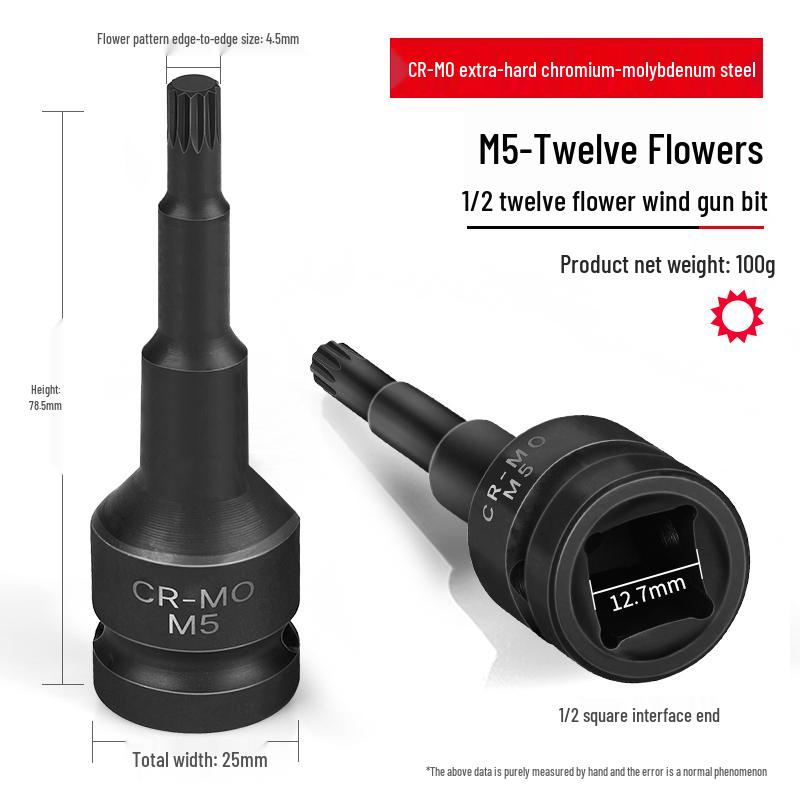 1/2'' Torx Impact Hex Bit Wrench with Magnetic Chrome Molybdenum Steel Head
