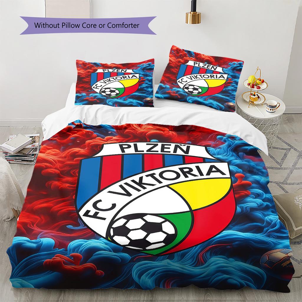 FC Viktoria Plzeň Pattern Bedding Quilt Set Quilt Cover Pillowcase Home Decoration Birthday Gift (1 * Duvet Cover + 2 * Pillowcase, Without Core)