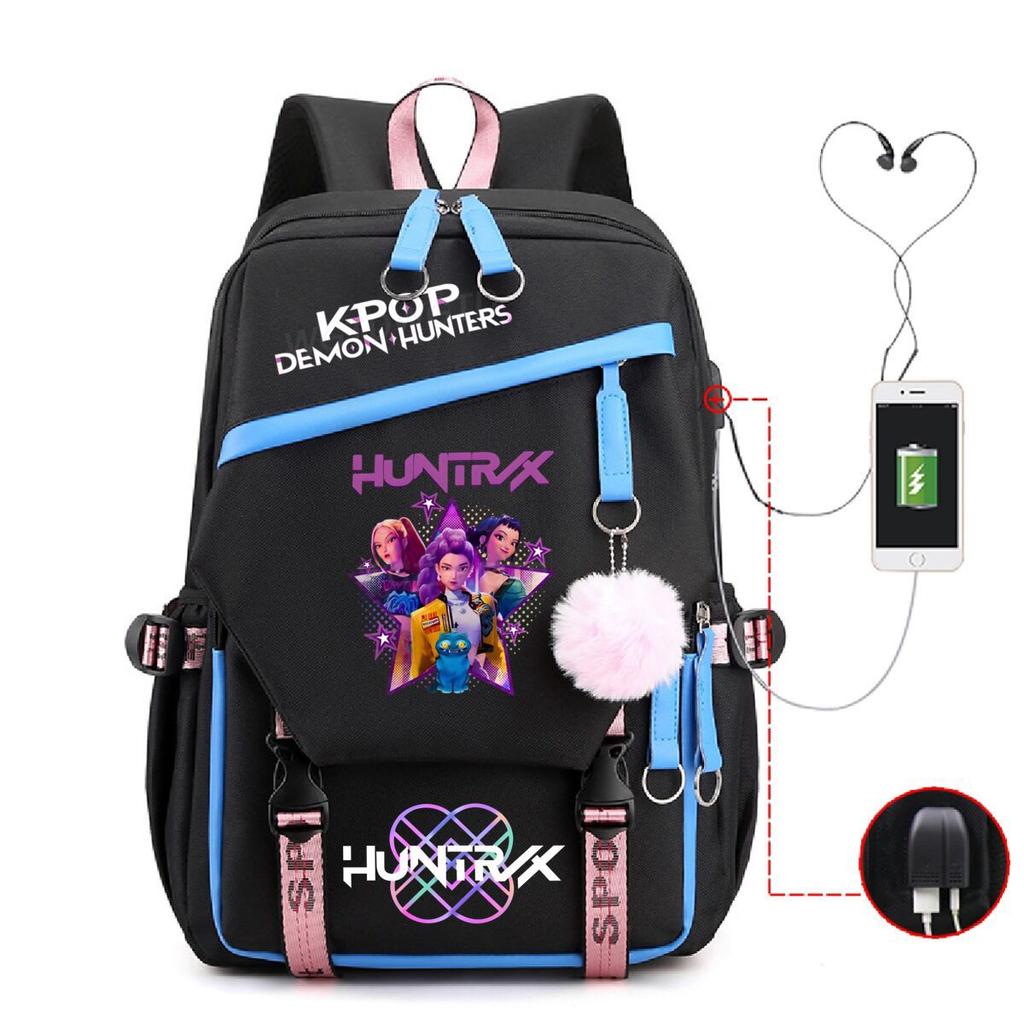 College style ins trend witch hunter Korean version USB multi-function backpack large capacity student bag