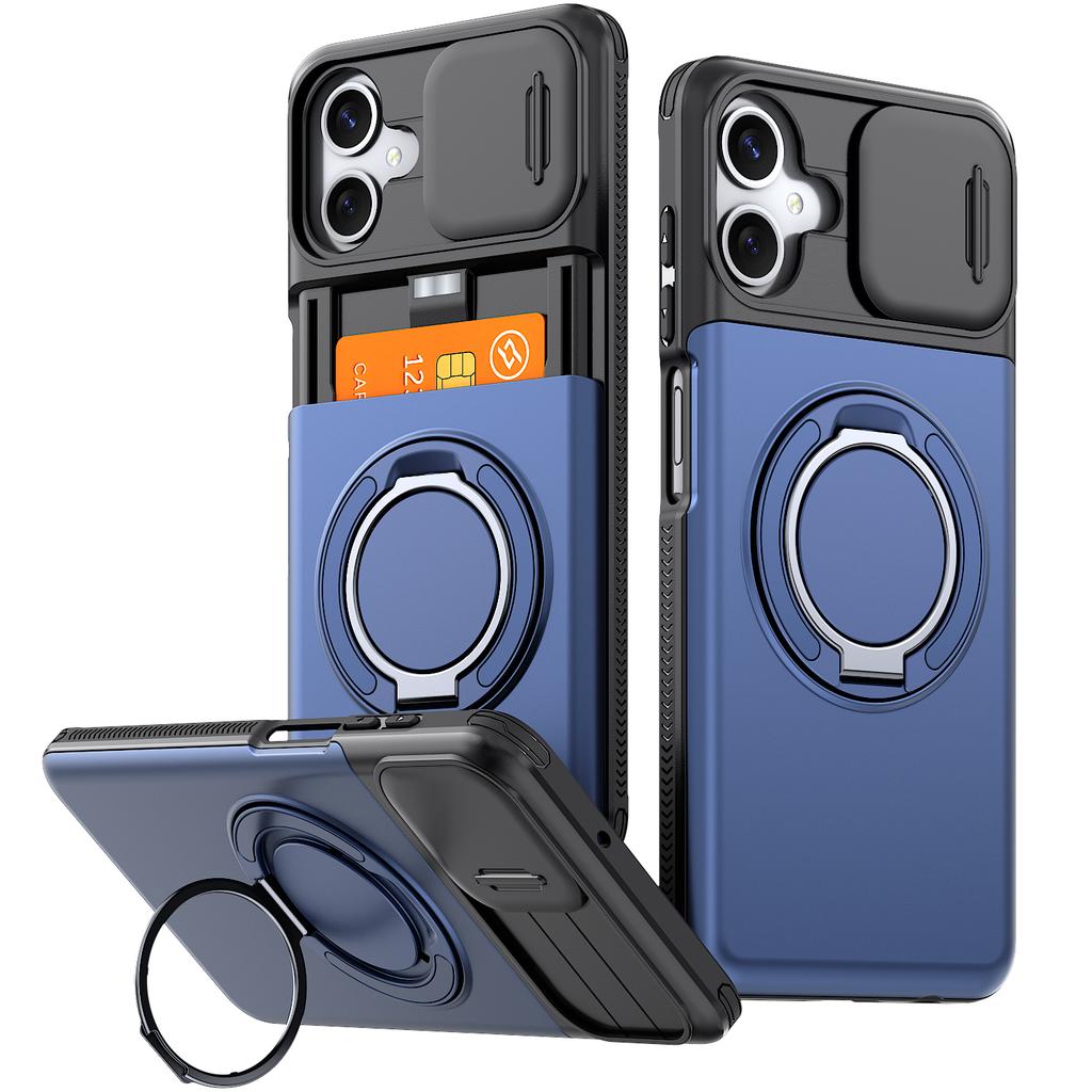 Case For Samsung Galaxy A27 A57 A37 A17 A07 A56 A36 A26 A16 A06 A55 A35 A15 Slide Lens Protect With Card Ring Holder Armor Cover