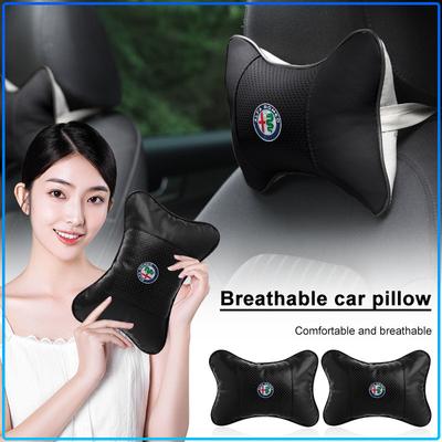 Car Seat Headrest Auto Logo Neck Pillow Car Accessories For Alfa Romeo 147 159 Giulietta Giulia Mito Spider Alpha Nheadrest