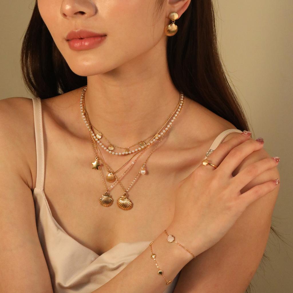 Ocean Shell Necklace Women's Fashion Versatile Light Luxury Design Bracelet Stainless Steel Jewelry