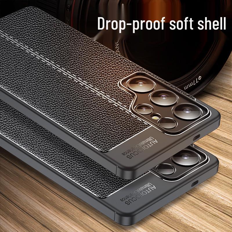 Samsung A55 5G Lychee Full Coverage Soft Case - S25 Ultra Leather Pattern Anti-Drop Protective Case