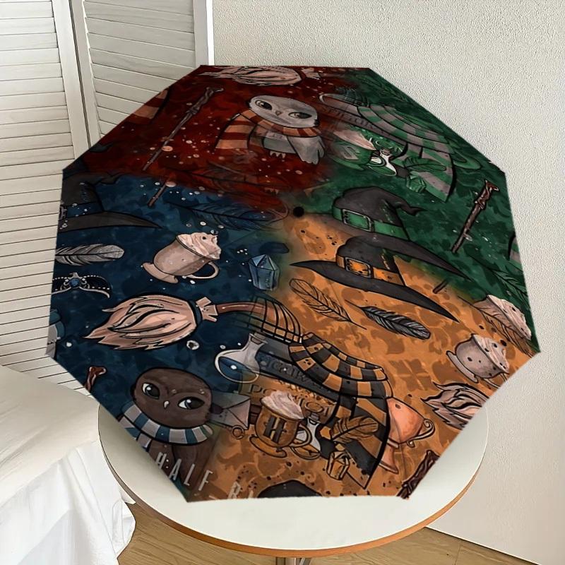 1PC Hogwarts School Umbrella-8-Rib Reinforced, Automatic Open, Lightweight & Durable, Cute Fashion Accessory for Outdoor, D2706