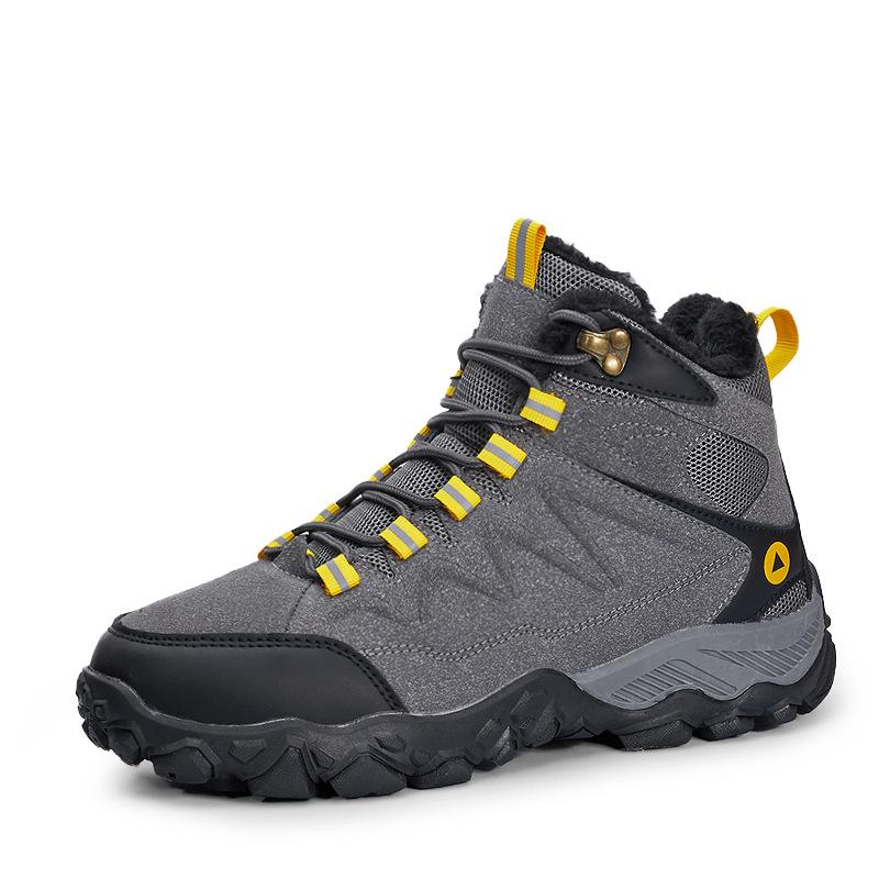 

CC30 Men s Cotton Shoes High Top Hiking Outdoor Workwear With Fleece Insulation Snow Off-road Sports 42 серый