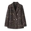 Blazer a Pied de Poule Blu e Bianco Stile Britannico da Donna con Bavero Elegante Cappotto Completo Nuova Collezione Outerwear per Performance
