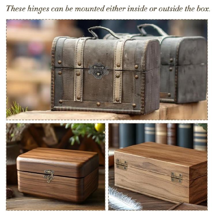 Antique Style Cupboard Hardware Set with Installation Screws Miniature Bronze Hinges & Lock Set Upgrades for Woodworking
